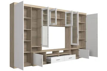 Paris Vardagsrumsset 340x44x197,5 cm - Ek/Vit Led-Belysning - Products - Förvaring - Förvaringsmöbler - Möbelset för vardagsrum