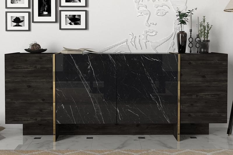 Riello Sidobord 180 cm - Svart|Guld - Products - Förvaring - Förvaringsmöbler - Sideboard & skänk
