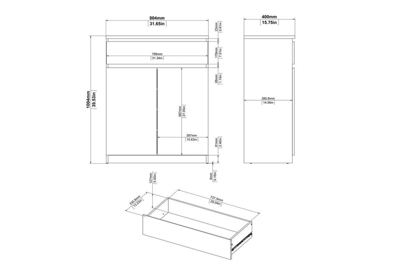 Salomns Skänk 80,4x40 cm - Vit - Products - Förvaring - Förvaringsmöbler - Sideboard & skänk