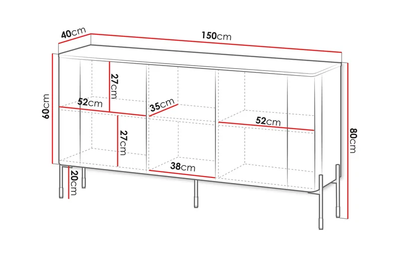 Sherie Skänk 150x40 cm - Svart - Products - Förvaring - Förvaringsmöbler - Sideboard & skänk