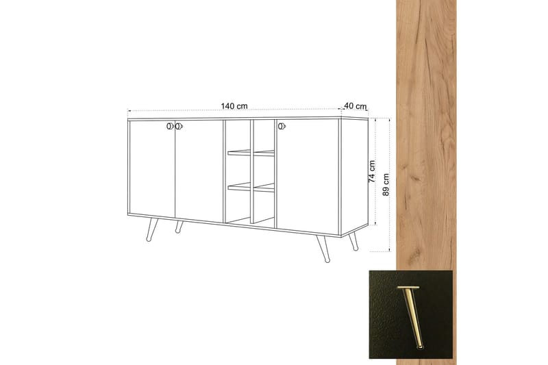 Sideboard 40x140 cm - Natur/Antracit - Products - Förvaring - Förvaringsmöbler - Sideboard & skänk