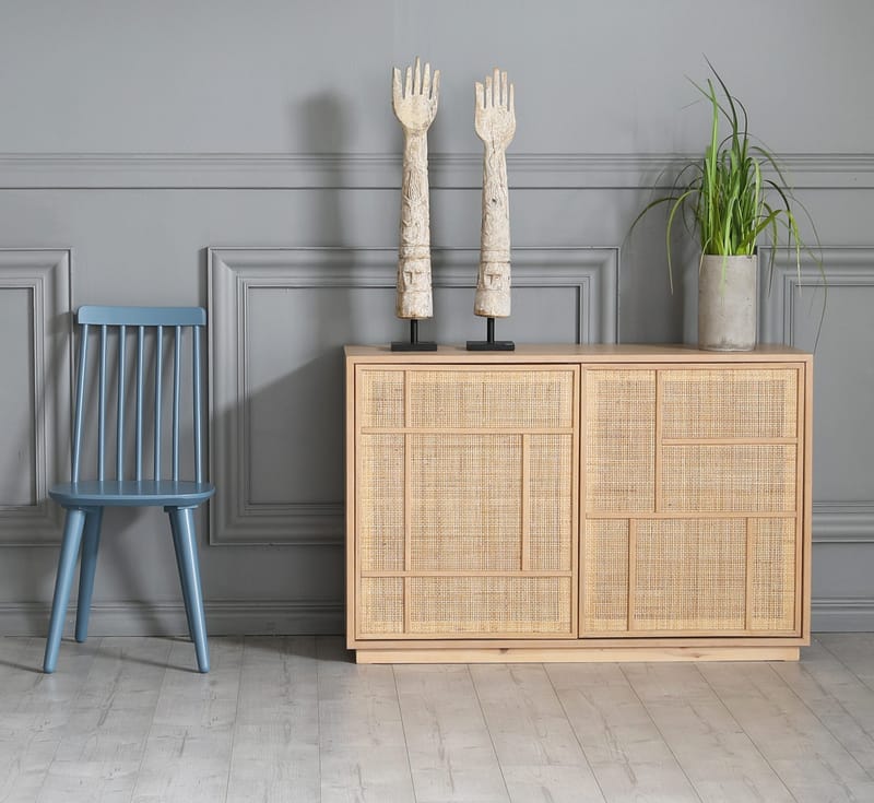 Sideboard med förvaring och rottingdörrar 120 cm bred - Stockholm - Ek - Products - Förvaring - Förvaringsmöbler - Sideboard & skänk
