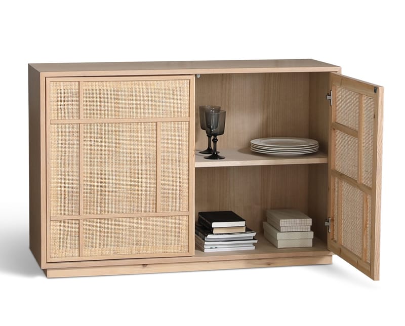 Sideboard med förvaring och rottingdörrar 120 cm bred - Stockholm - Ek - Products - Förvaring - Förvaringsmöbler - Sideboard & skänk