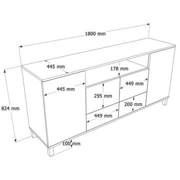 Aldarte Konsolbord 180x82,4x44,5 cm - sandek - Products - Förvaring - Förvaringsmöbler - Sideboard & skänk