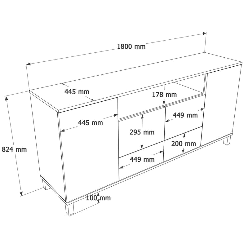 Aldarte Konsolbord 180x82,4x44,5 cm - sandek - Products - Förvaring - Förvaringsmöbler - Sideboard & skänk