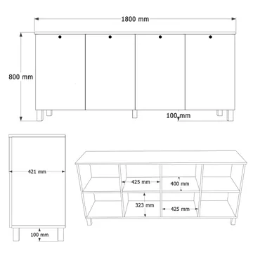 Avero Konsolbord 180x80x42,1 cm - Vit och ek - Products - Förvaring - Förvaringsmöbler - Sideboard & skänk