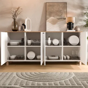 Avero Konsolbord 180x80x42,1 cm - Vit och ek - Products - Förvaring - Förvaringsmöbler - Sideboard & skänk
