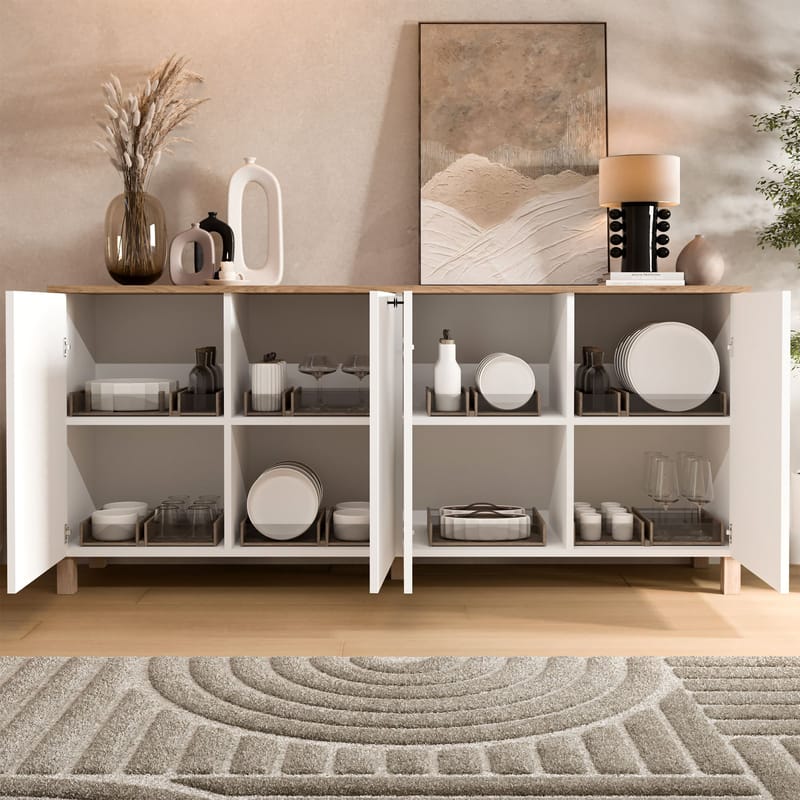 Avero Konsolbord 180x80x42,1 cm - Vit och ek - Products - Förvaring - Förvaringsmöbler - Sideboard & skänk