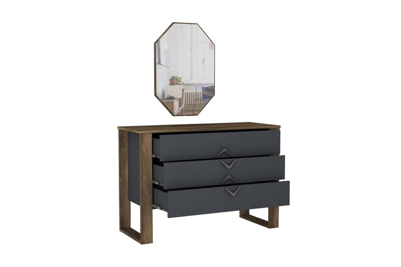 Tera Home Byrå + Spegel - Valnöt/Mörkgrå - Products - Förvaring - Förvaringsmöbler - Byrå