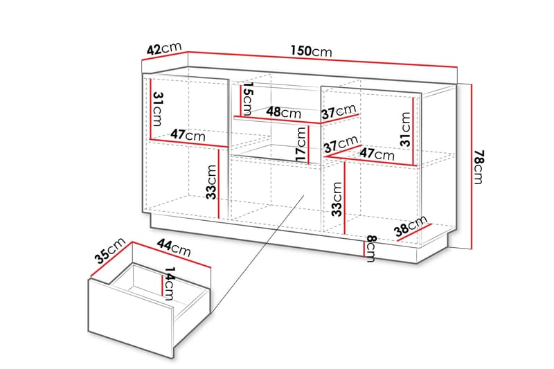 Torvalen Skänk 150x42 cm - Vit - Products - Förvaring - Förvaringsmöbler - Sideboard & skänk