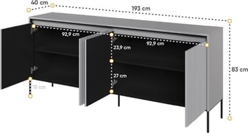Trend skänk B193 cm - Grå/svart - Grå/svart - Products - Förvaring - Förvaringsmöbler - Sideboard & skänk