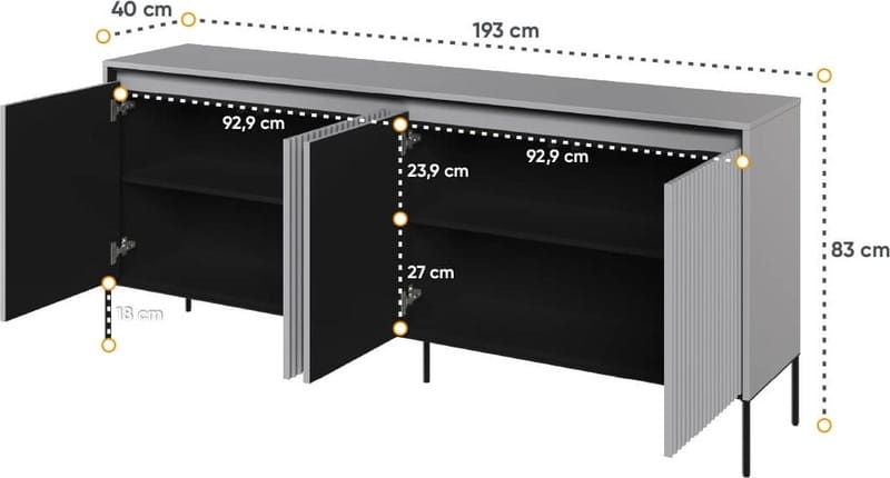 Trend skänk B193 cm - Grå/svart - Grå/svart - Products - Förvaring - Förvaringsmöbler - Sideboard & skänk