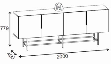 Truvia Konsol 200x77,9x40 cm - Natural Oak och svart - Products - Förvaring - Förvaringsmöbler - Sideboard & skänk
