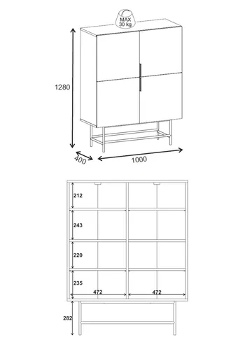 Truvia Sideboard 100x128x40 cm - Milano valnöt svart - Products - Förvaring - Förvaringsmöbler - Sideboard & skänk