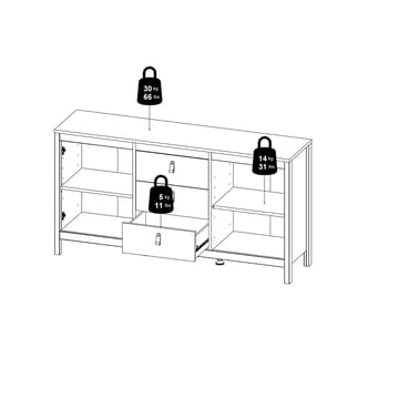 Vallvidera Sideboard med 2 dörrar och 3 lådor 151 cm - Products - Förvaring - Förvaringsmöbler - Sideboard & skänk
