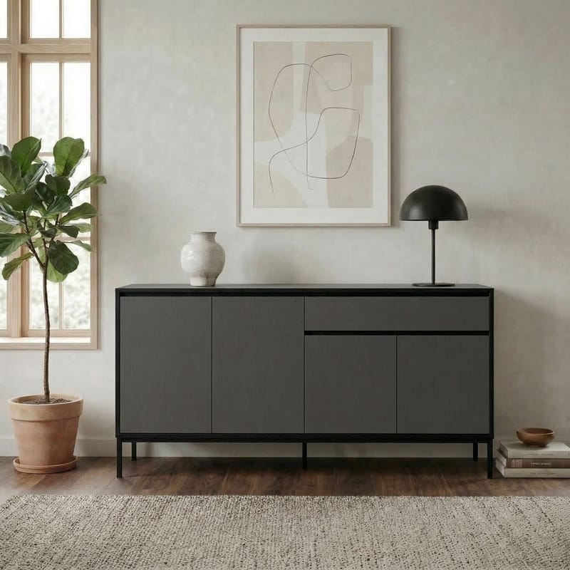 Velar Konsol 180x80x40 cm - Antracit, Wood Black, Svart - Products - Förvaring - Förvaringsmöbler - Sideboard & skänk