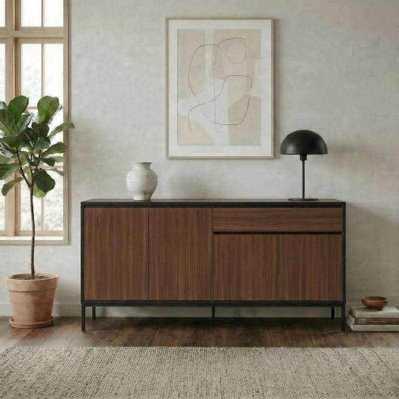 Velar Konsol 180x80x40 cm - Milano Walnut, Wood Black, Black - Products - Förvaring - Förvaringsmöbler - Sideboard & skänk
