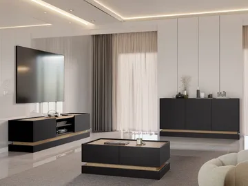 Zelric Möbelset För Vardagsrum - Svart - Products - Förvaring - Förvaringsmöbler - Möbelset för vardagsrum