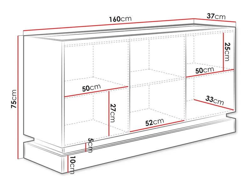 Zelric Skänk 160x37 cm - Svart - Products - Förvaring - Förvaringsmöbler - Sideboard & skänk