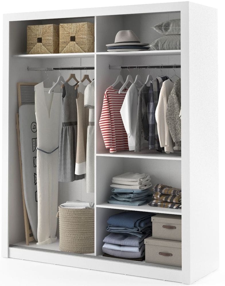 Garderob med inredning skjutdörrar med spegel - Vit - Products - Förvaring - Garderober & garderobssystem