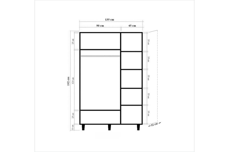 Brokind Garderob 135 cm - Brun/Ek - Products - Förvaring - Garderober & garderobssystem - Garderobsskåp