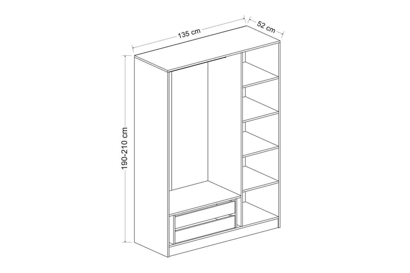 Fruitland Garderob 135 cm - Ek - Products - Förvaring - Garderober & garderobssystem - Garderobsskåp