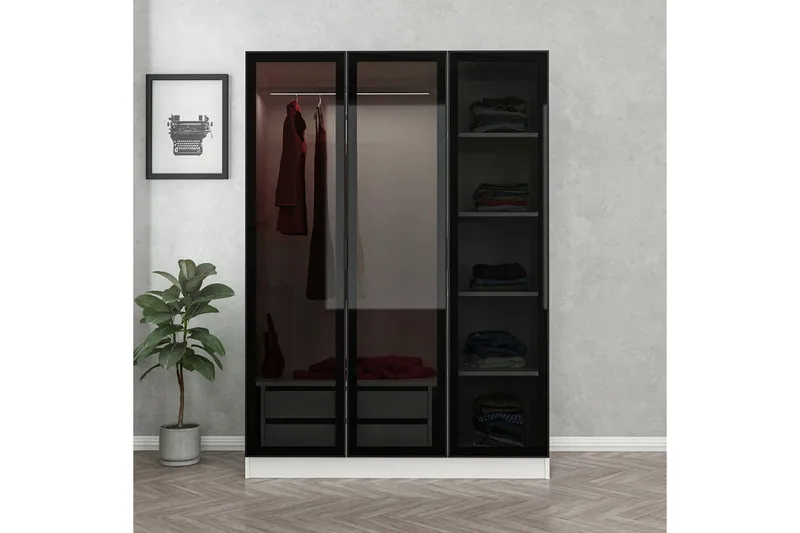 Fruitland Garderob 135 cm - Svart/Vit - Products - Förvaring - Garderober & garderobssystem - Garderobsskåp