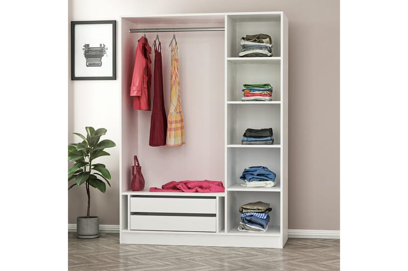 Fruitland Garderob 135 cm - Svart/Vit - Products - Förvaring - Garderober & garderobssystem - Garderobsskåp