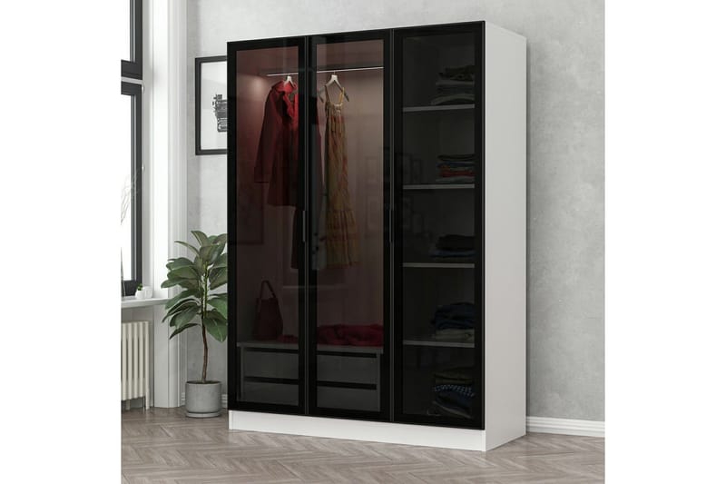 Fruitland Garderob 135 cm - Svart/Vit - Products - Förvaring - Garderober & garderobssystem - Garderobsskåp