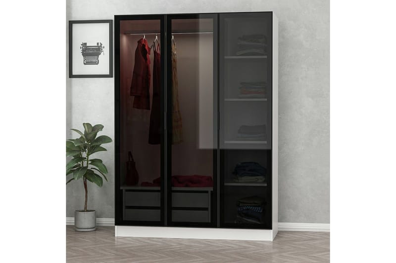 Fruitland Garderob 135 cm - Svart/Vit - Products - Förvaring - Garderober & garderobssystem - Garderobsskåp
