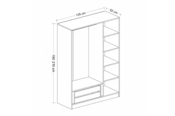 Fruitland Garderob 135 cm - Svart/Vit - Products - Förvaring - Garderober & garderobssystem - Garderobsskåp