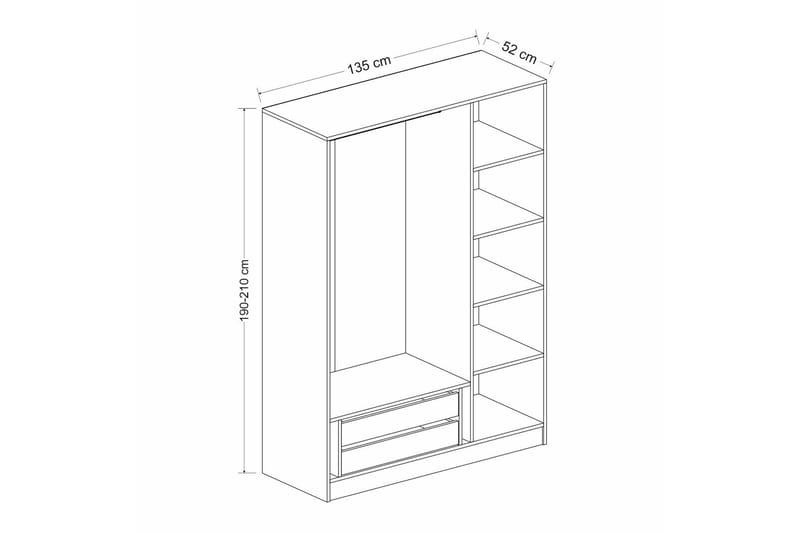 Fruitland Garderob 135 cm - Vit - Products - Förvaring - Garderober & garderobssystem - Garderobsskåp