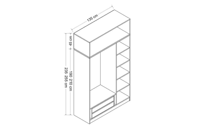 Fruitland Garderob 135 cm - Vit - Products - Förvaring - Garderober & garderobssystem - Garderobsskåp