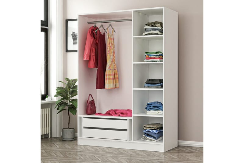 Fruitland Garderob 135 cm - Vit - Products - Förvaring - Garderober & garderobssystem - Garderobsskåp