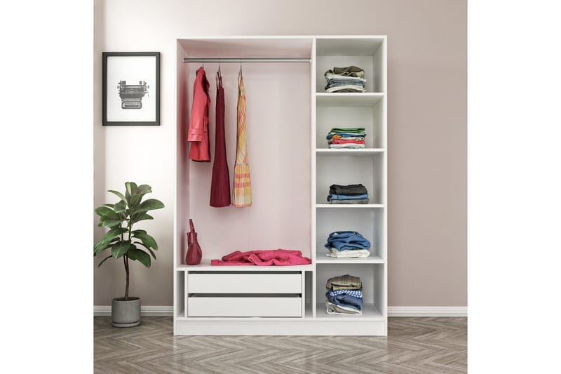 Fruitland Garderob 135 cm - Vit - Products - Förvaring - Garderober & garderobssystem - Garderobsskåp