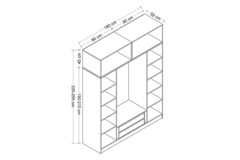 Fruitland Garderob 180 cm - Brun - Products - Förvaring - Garderober & garderobssystem - Garderobsskåp