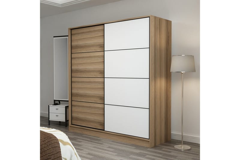 Fruitland Garderob 180 cm - Brun/Vit/Ek - Products - Förvaring - Garderober & garderobssystem - Garderobsskåp