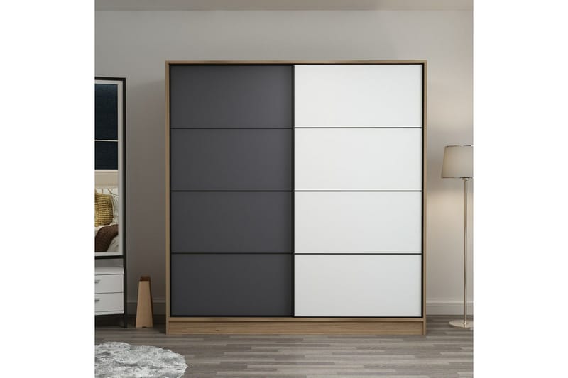 Fruitland Garderob 180 cm - Ek/Grå/Vit - Products - Förvaring - Garderober & garderobssystem - Garderobsskåp