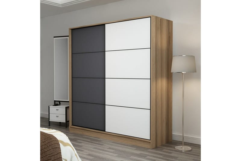 Fruitland Garderob 180 cm - Ek/Grå/Vit - Products - Förvaring - Garderober & garderobssystem - Garderobsskåp