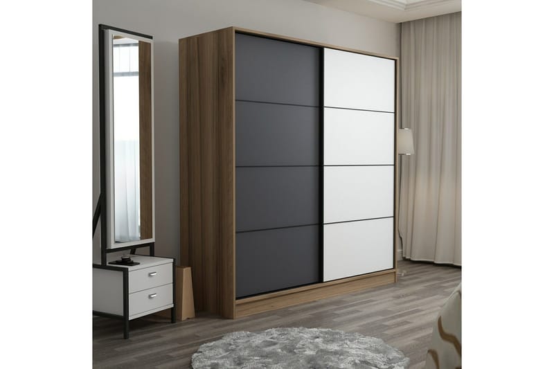 Fruitland Garderob 180 cm - Ek/Grå/Vit - Products - Förvaring - Garderober & garderobssystem - Garderobsskåp