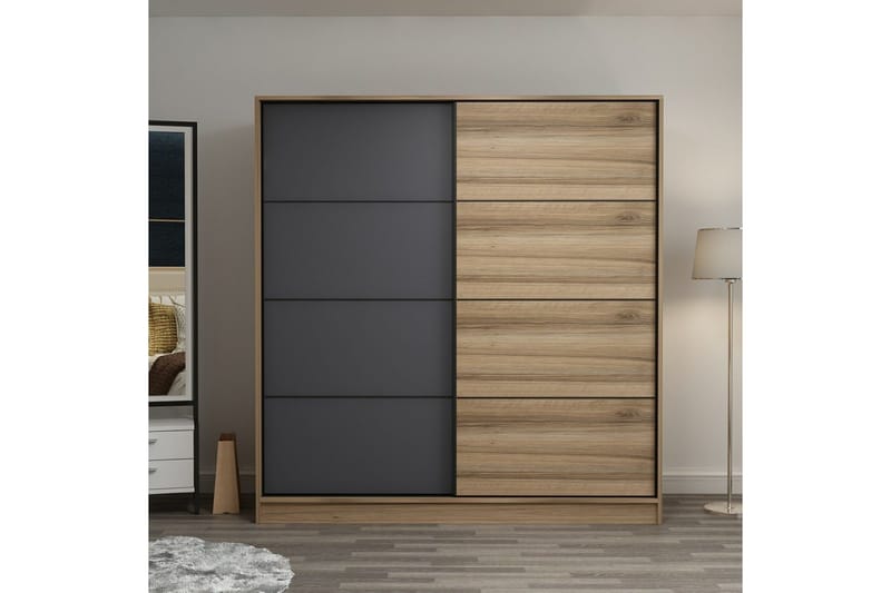 Fruitland Garderob 180 cm - Grå/Brun/Ek - Products - Förvaring - Garderober & garderobssystem - Garderobsskåp