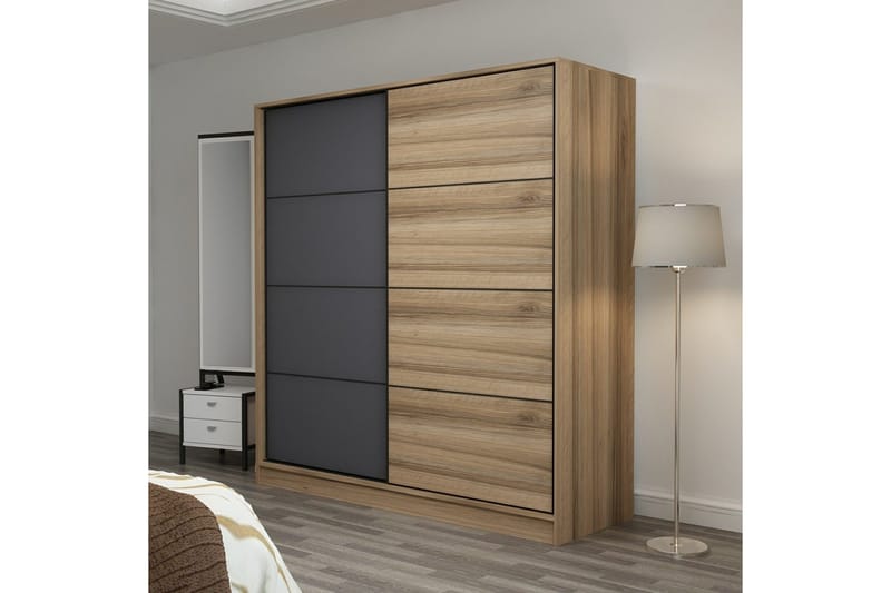 Fruitland Garderob 180 cm - Grå/Brun/Ek - Products - Förvaring - Garderober & garderobssystem - Garderobsskåp