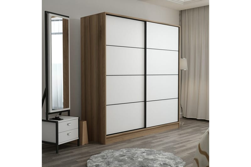Fruitland Garderob 180 cm - Vit/ek - Products - Förvaring - Garderober & garderobssystem - Garderobsskåp