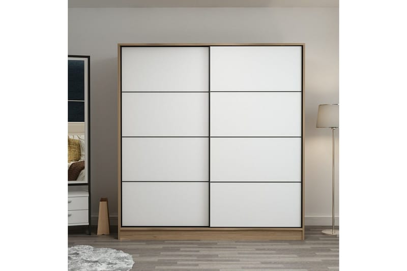 Fruitland Garderob 180 cm - Vit/ek - Products - Förvaring - Garderober & garderobssystem - Garderobsskåp