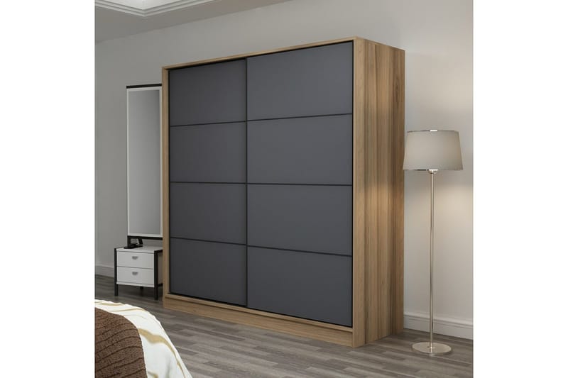 Fruitland Garderob 220 cm - Grå/Ek - Products - Förvaring - Garderober & garderobssystem - Garderobsskåp