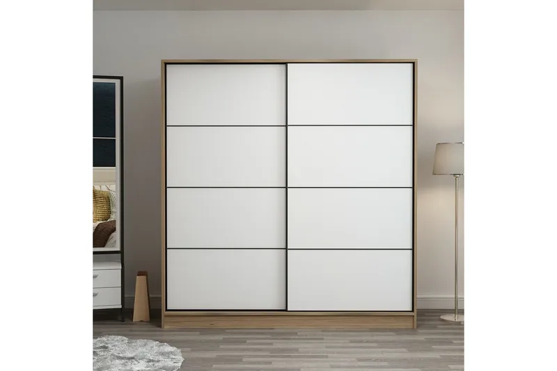 Fruitland Garderob 220 cm - Vit/ek - Products - Förvaring - Garderober & garderobssystem - Garderobsskåp