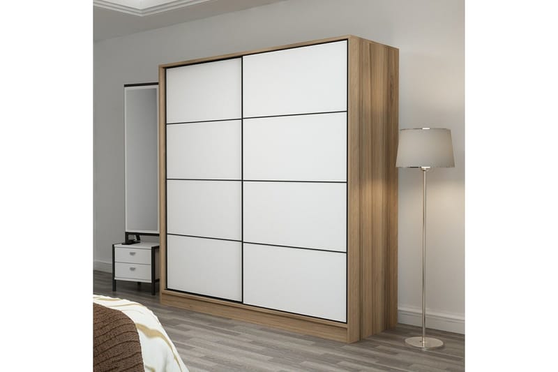 Fruitland Garderob 220 cm - Vit/ek - Products - Förvaring - Garderober & garderobssystem - Garderobsskåp