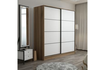 Fruitland Garderob 220 cm - Vit/ek - Products - Förvaring - Garderober & garderobssystem - Garderobsskåp