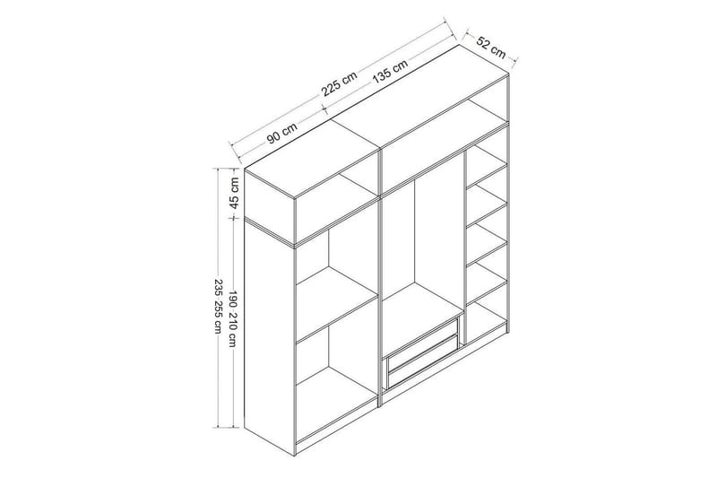 Fruitland Garderob 225 cm - Antracit - Products - Förvaring - Garderober & garderobssystem - Garderobsskåp