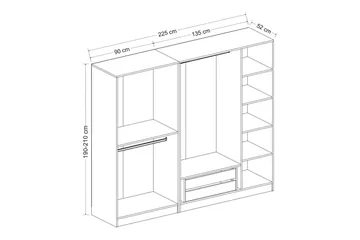 Fruitland Garderob 225 cm - Brun - Products - Förvaring - Garderober & garderobssystem - Garderobsskåp